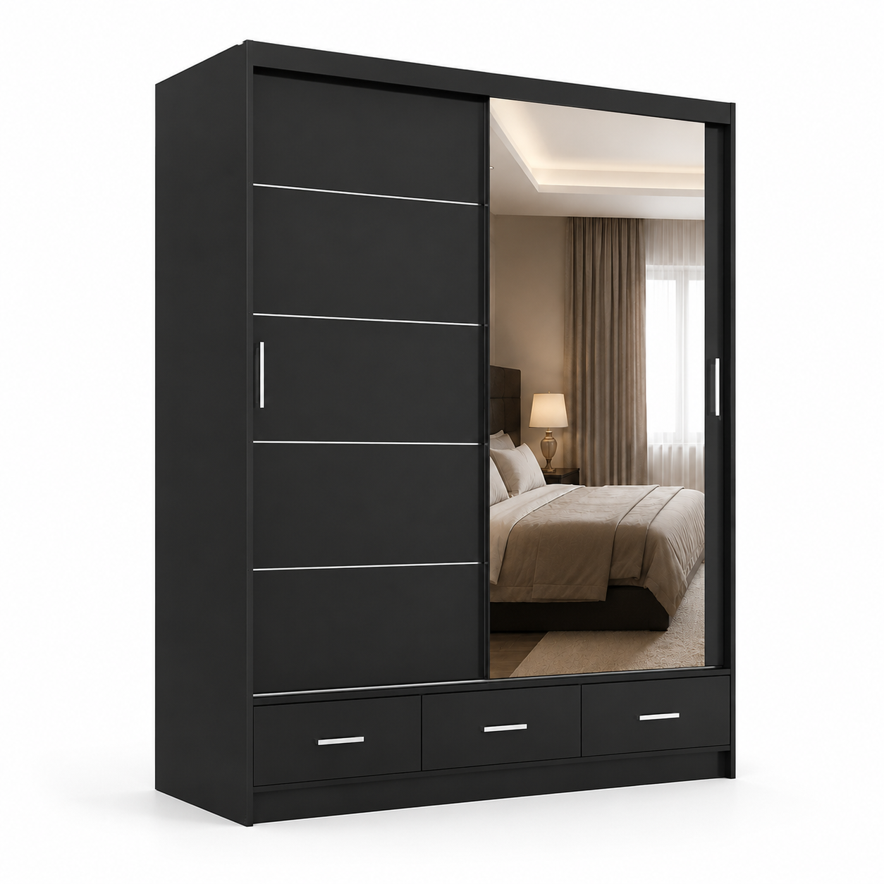 Florence Sliding Door Wardrobe Black side view