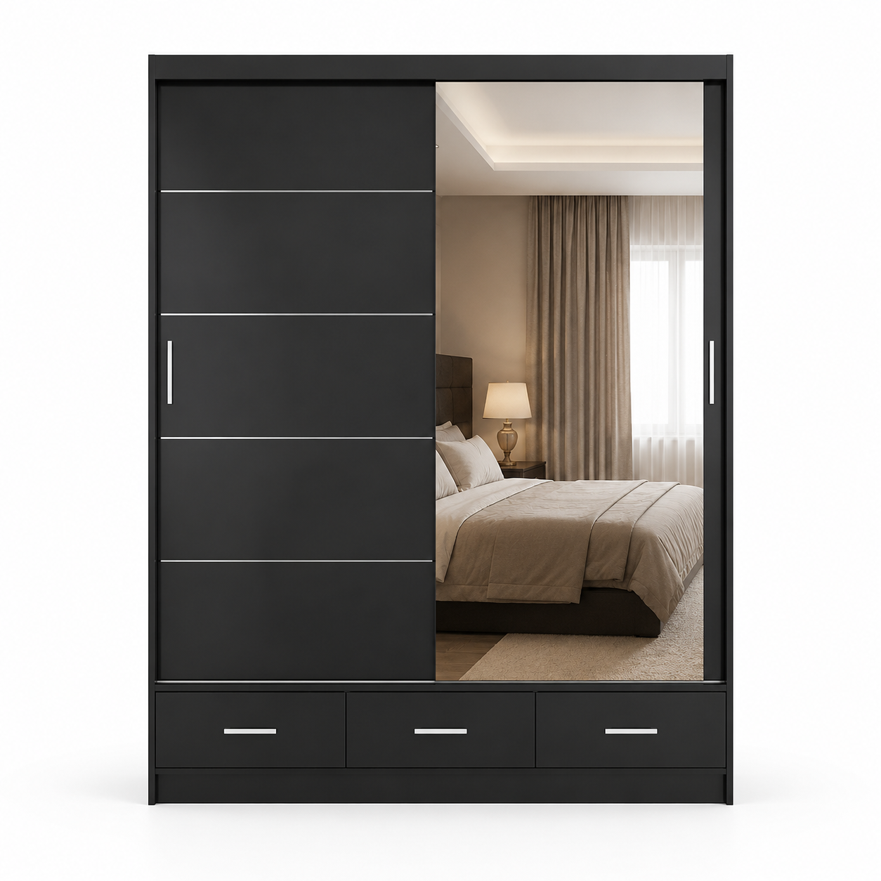 Florence Sliding Door Wardrobe Black