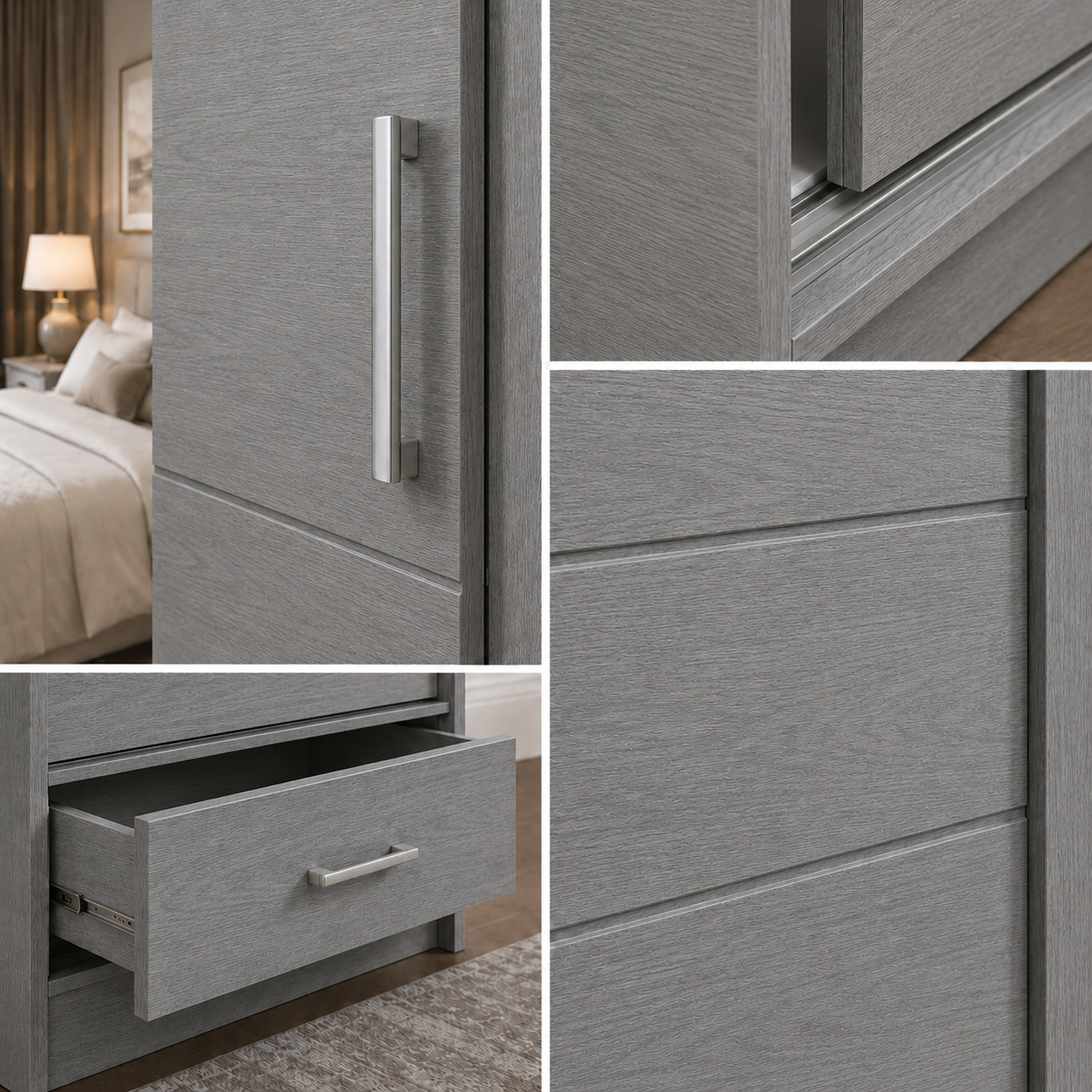 Florence Sliding Door Wardrobe Gray close up