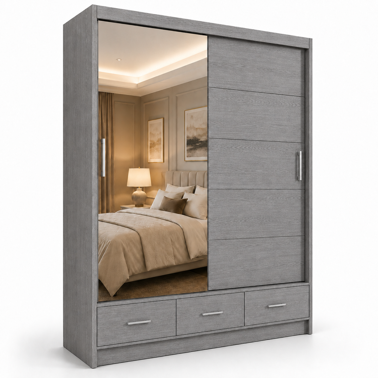 Florence Sliding Door Wardrobe Gray side pose