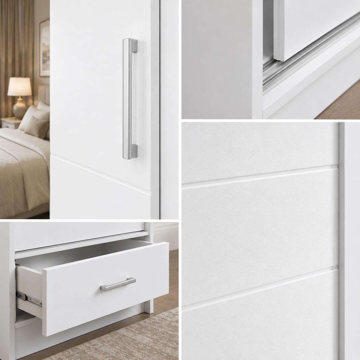 Florence Sliding Door Wardrobe White close Up