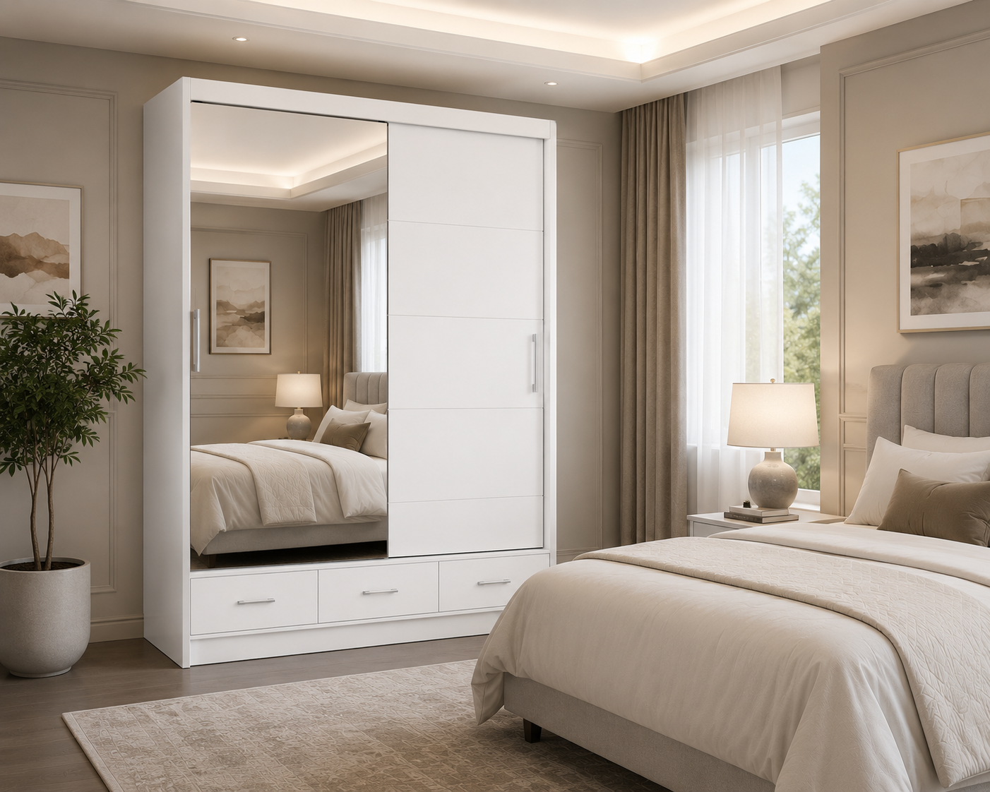 Florence Sliding Door Wardrobe White lifestyle