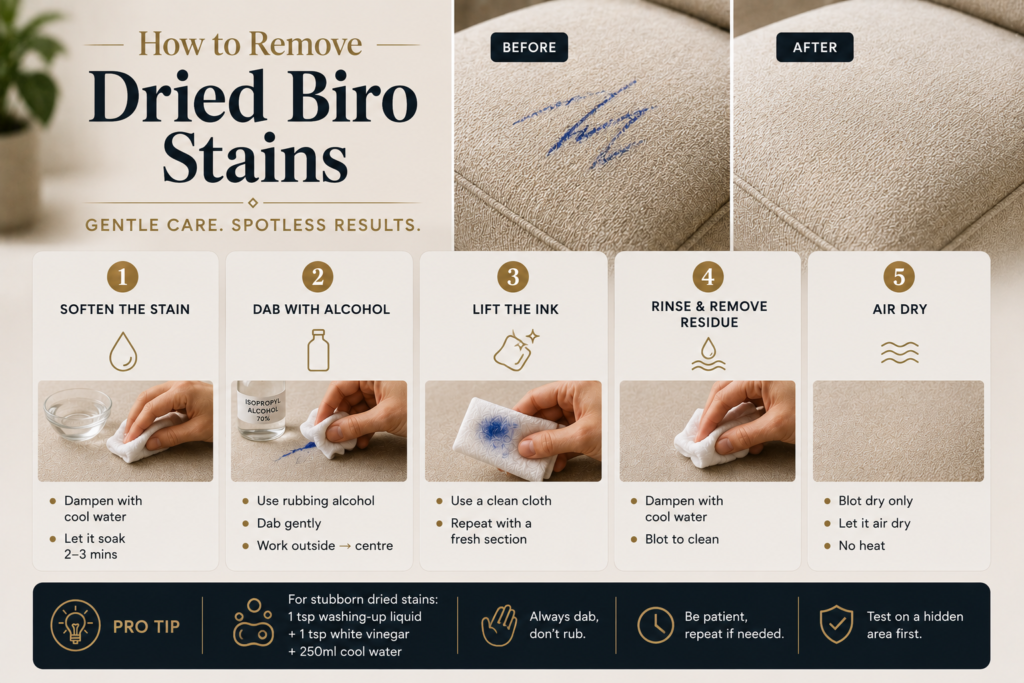 How to Remove Dried Biro Stains