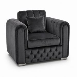 Lilly 1 Seater Plush Velvet Dark Grey Sofa 1