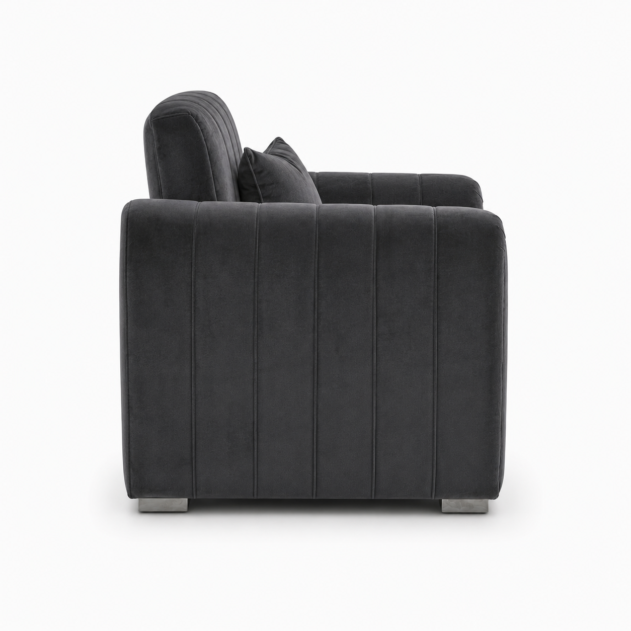 Lilly 1 Seater Plush Velvet Dark Grey Sofa | FurniFolks - Image 2