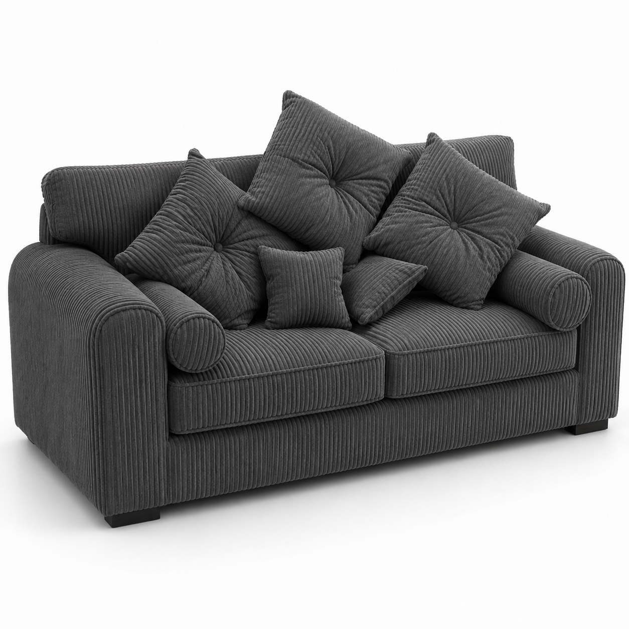 Lilly 2 Seater Jumbo Cord Dark Grey Sofa 1