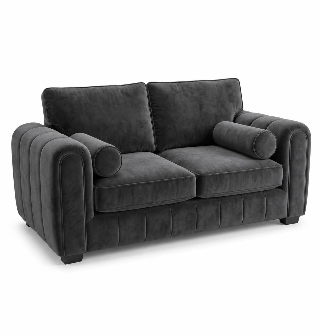 Lilly 2 Seater Plush Velvet Dark Grey Sofa