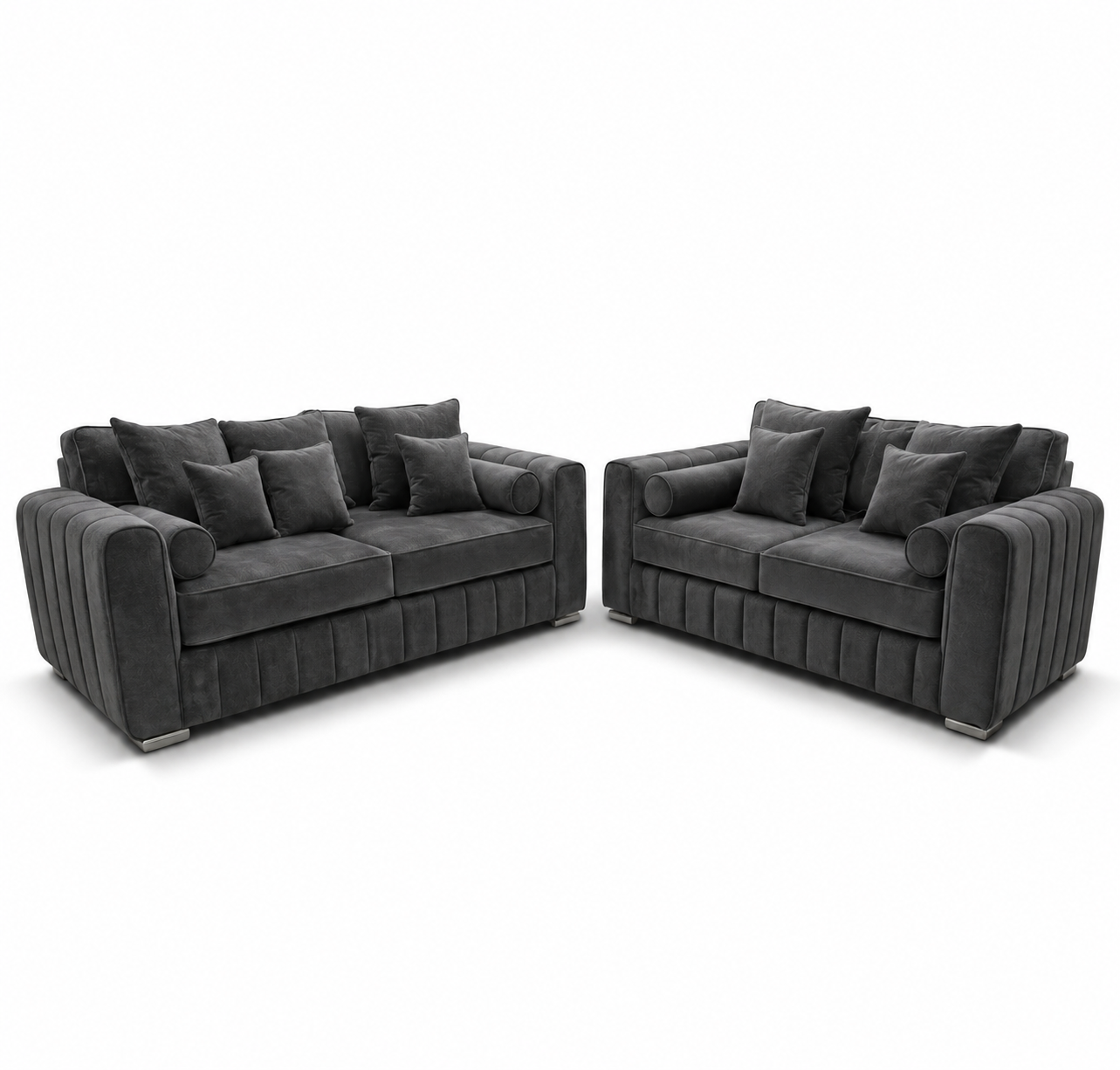 Lilly 3+2 Seater Chenille Dark Grey Sofa