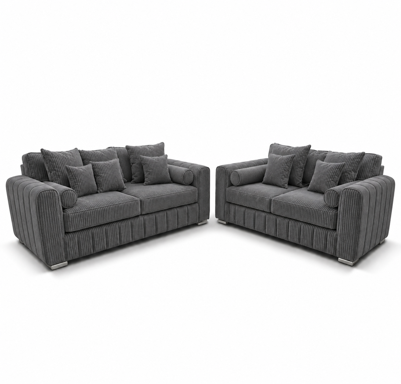 Lilly 3+2 Seater Jumbo Cord Dark Grey Sofa
