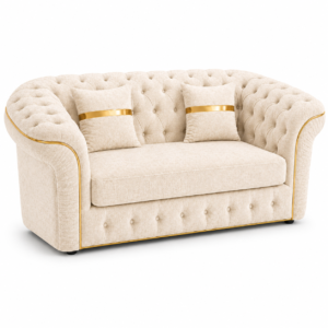 Madrid Chesterfield 2 Seater Chenille Cream Sofa 1