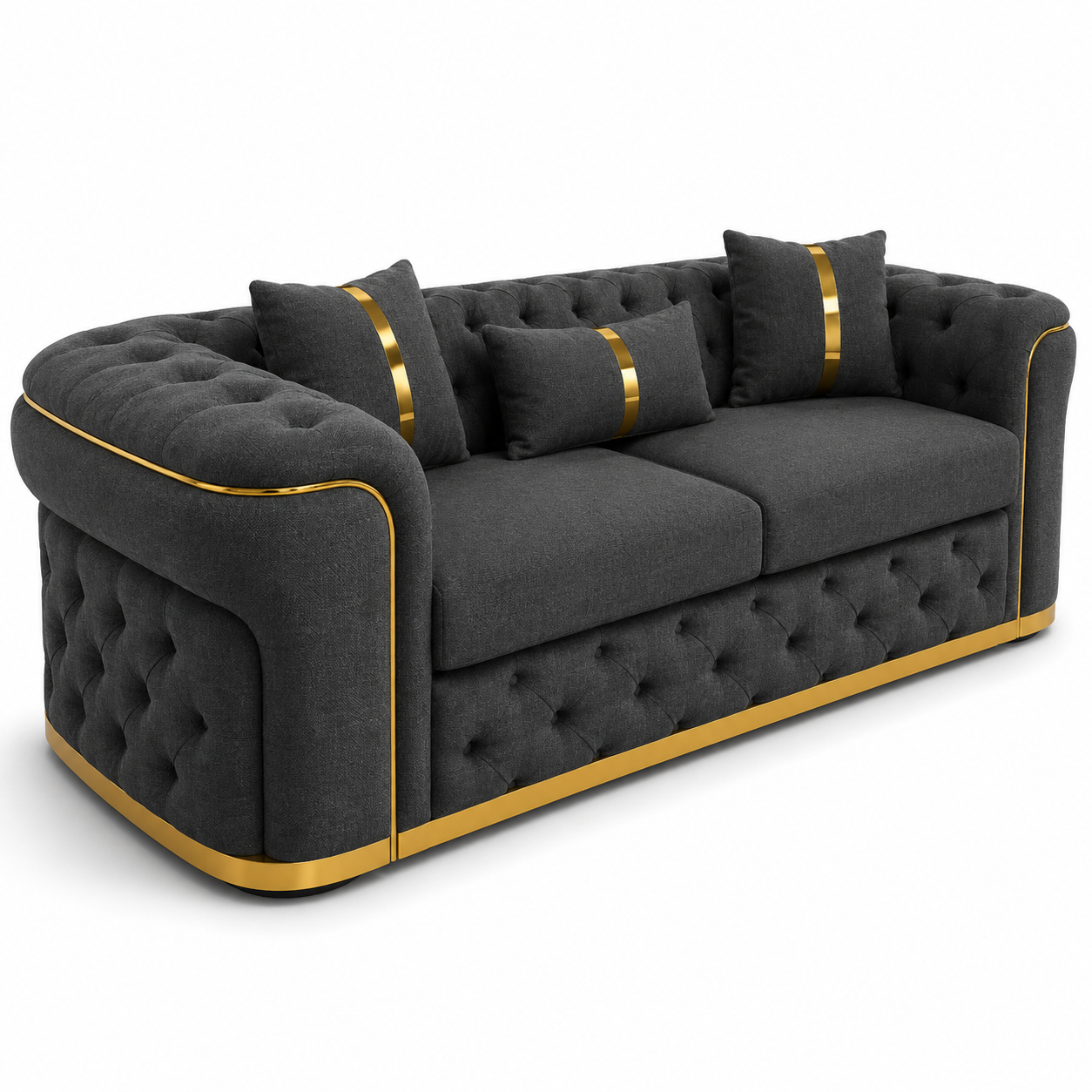 Madrid Chesterfield 3 Seater Naples & Kinsington Dark Grey Sofa 1
