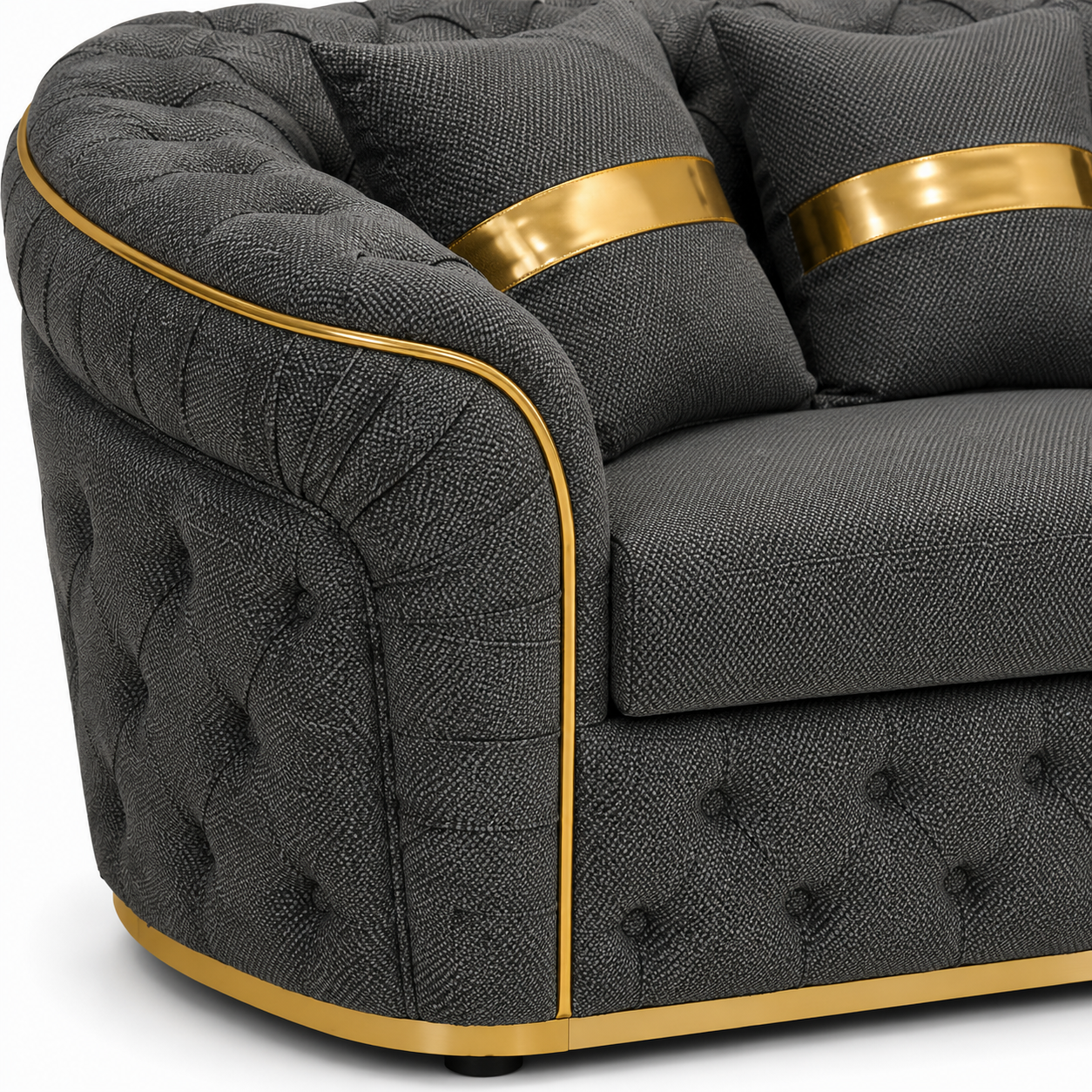 Madrid Chesterfield 3+2 Seater Naples & Kinsington Dark Grey Sofa Set 3