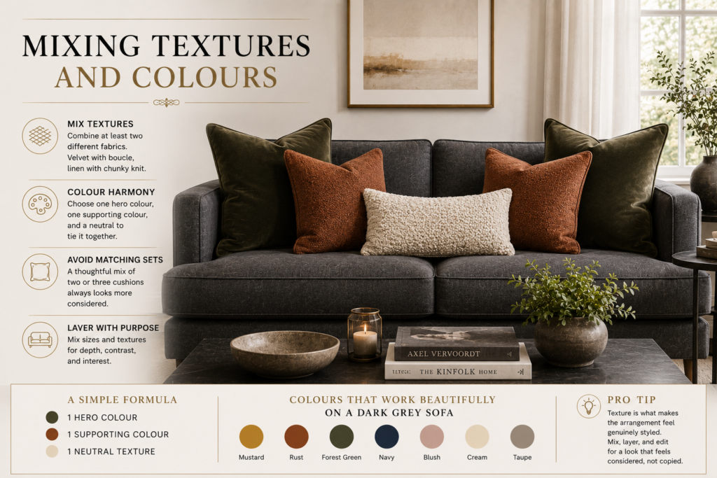 Mixing Textures and Colours on 3 seater sofa