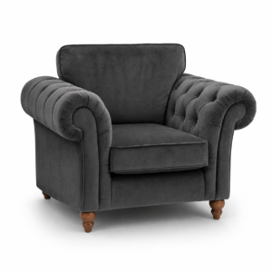 NICOLE 1 Seater Chenille Dark Grey Sofa 1