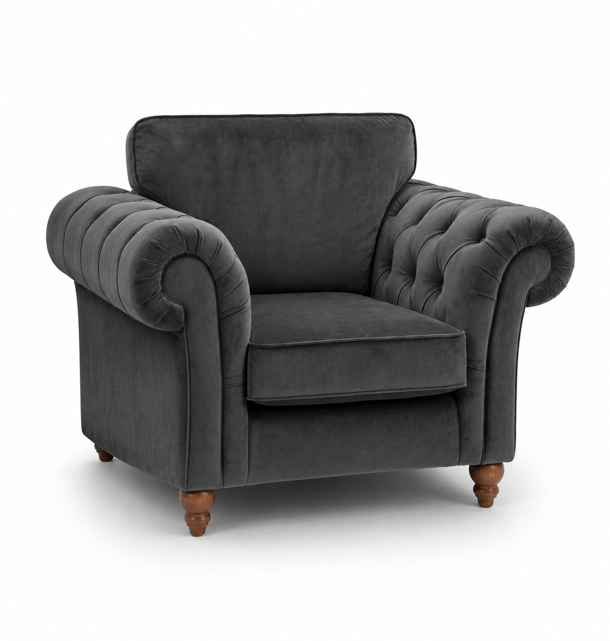 NICOLE 1 Seater Chenille Dark Grey Sofa 1