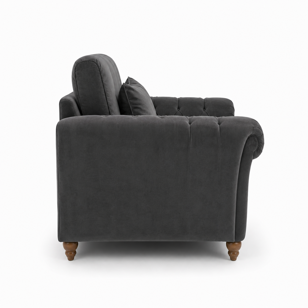 NICOLE 1 Seater Chenille Dark Grey Sofa 2