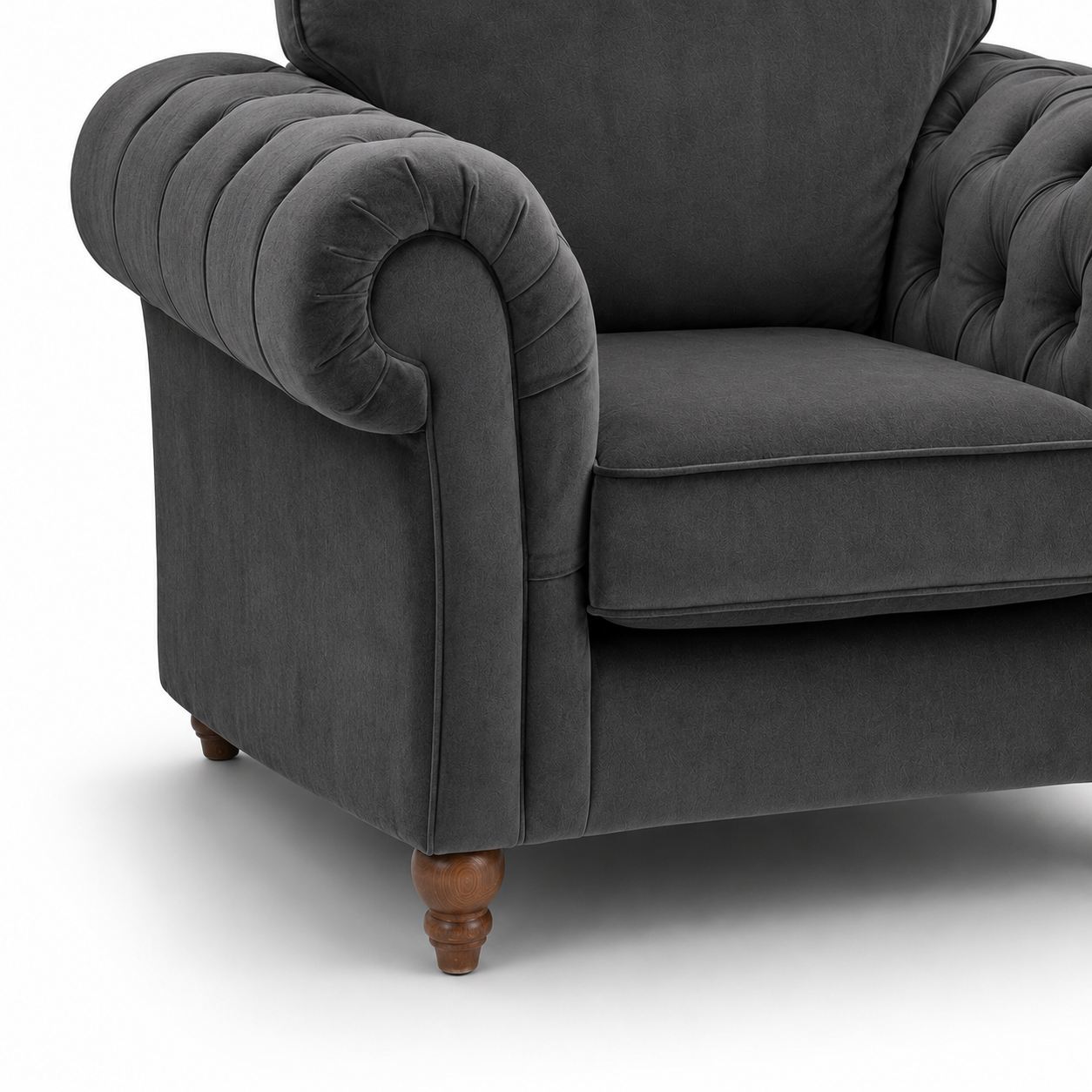 NICOLE 1 Seater Chenille Dark Grey Sofa | FurniFolks - Image 3