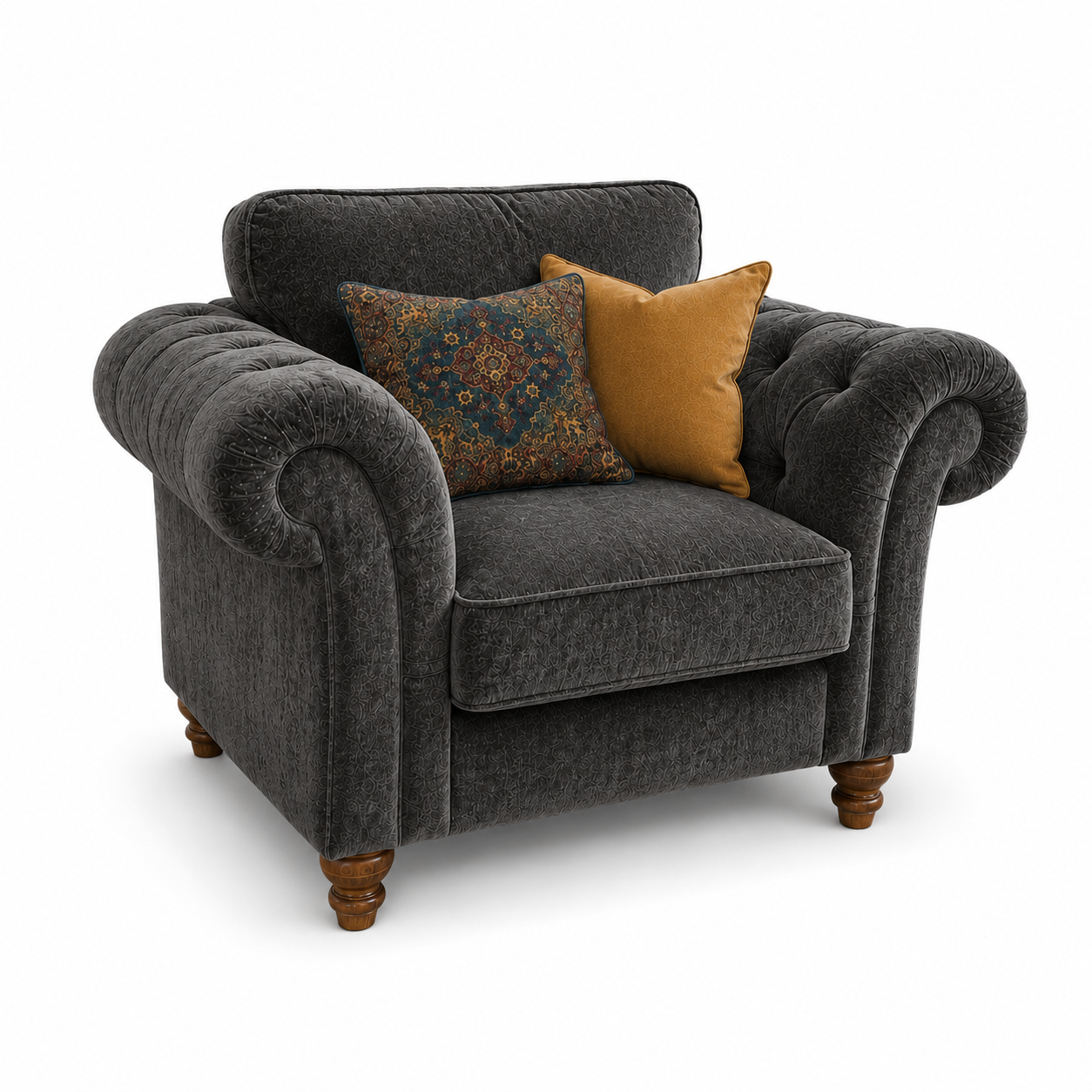 NICOLE 1 Seater Crush Velvet Dark Grey Sofa 1