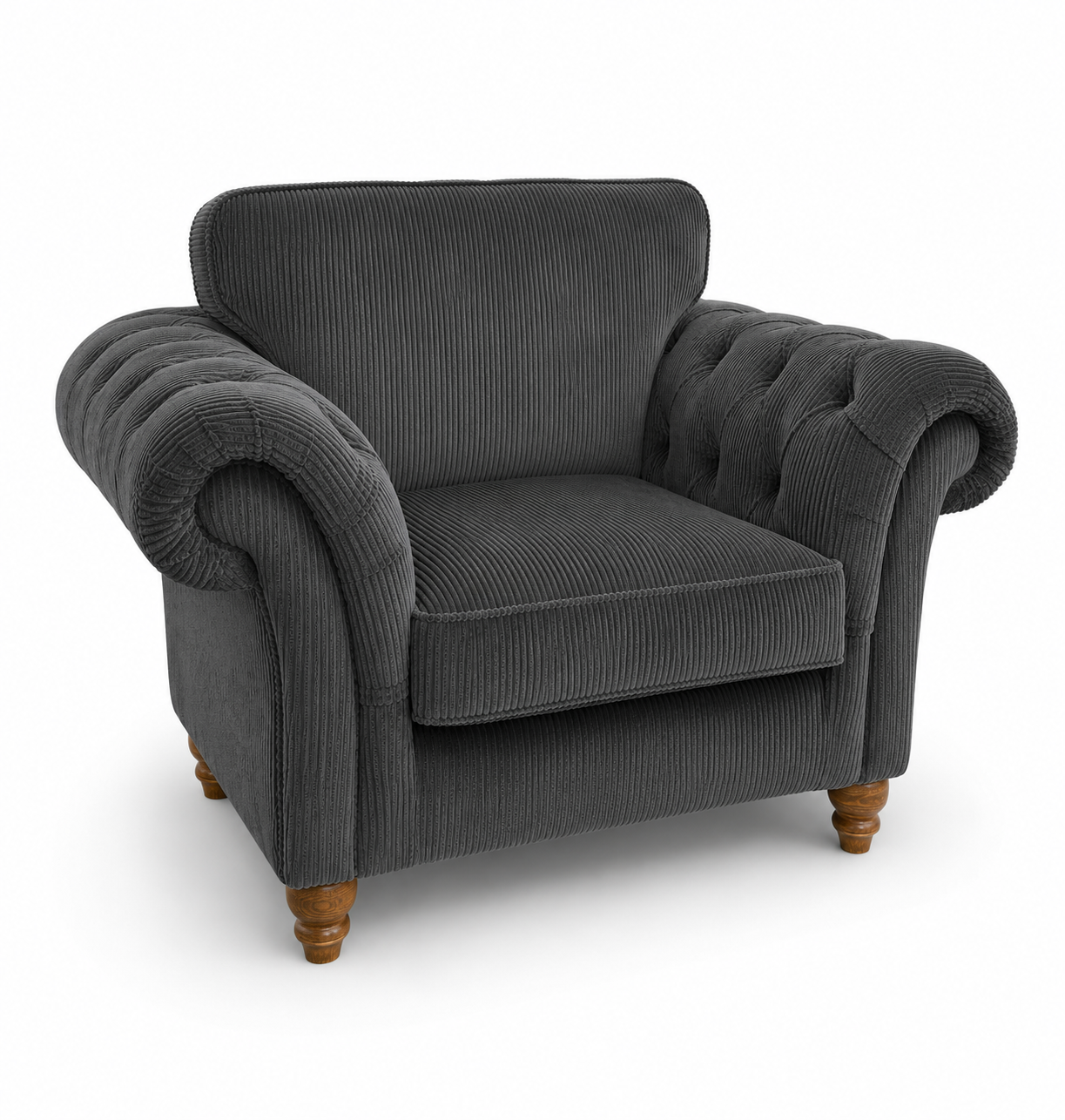 NICOLE 1 Seater Jumbo Cord Dark Grey Sofa 1