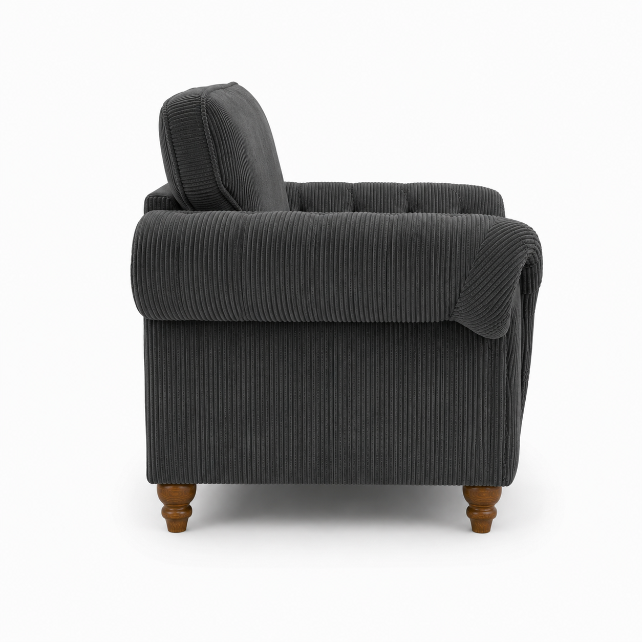 NICOLE 1 Seater Jumbo Cord Dark Grey Sofa | FurniFolks - Image 2
