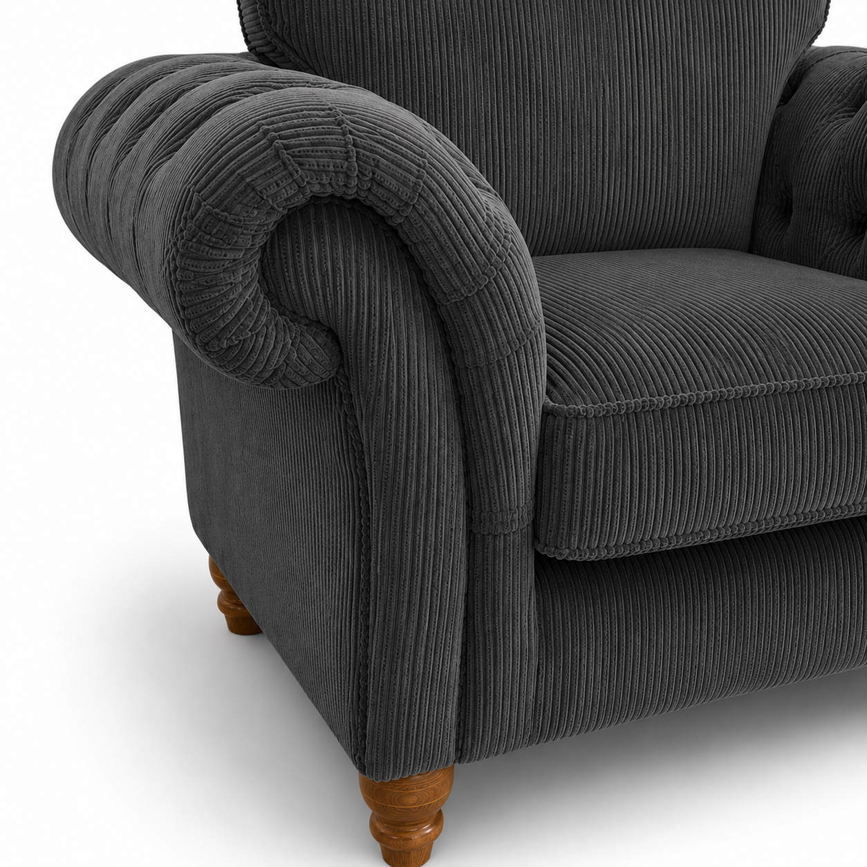 NICOLE 1 Seater Jumbo Cord Dark Grey Sofa | FurniFolks - Image 3