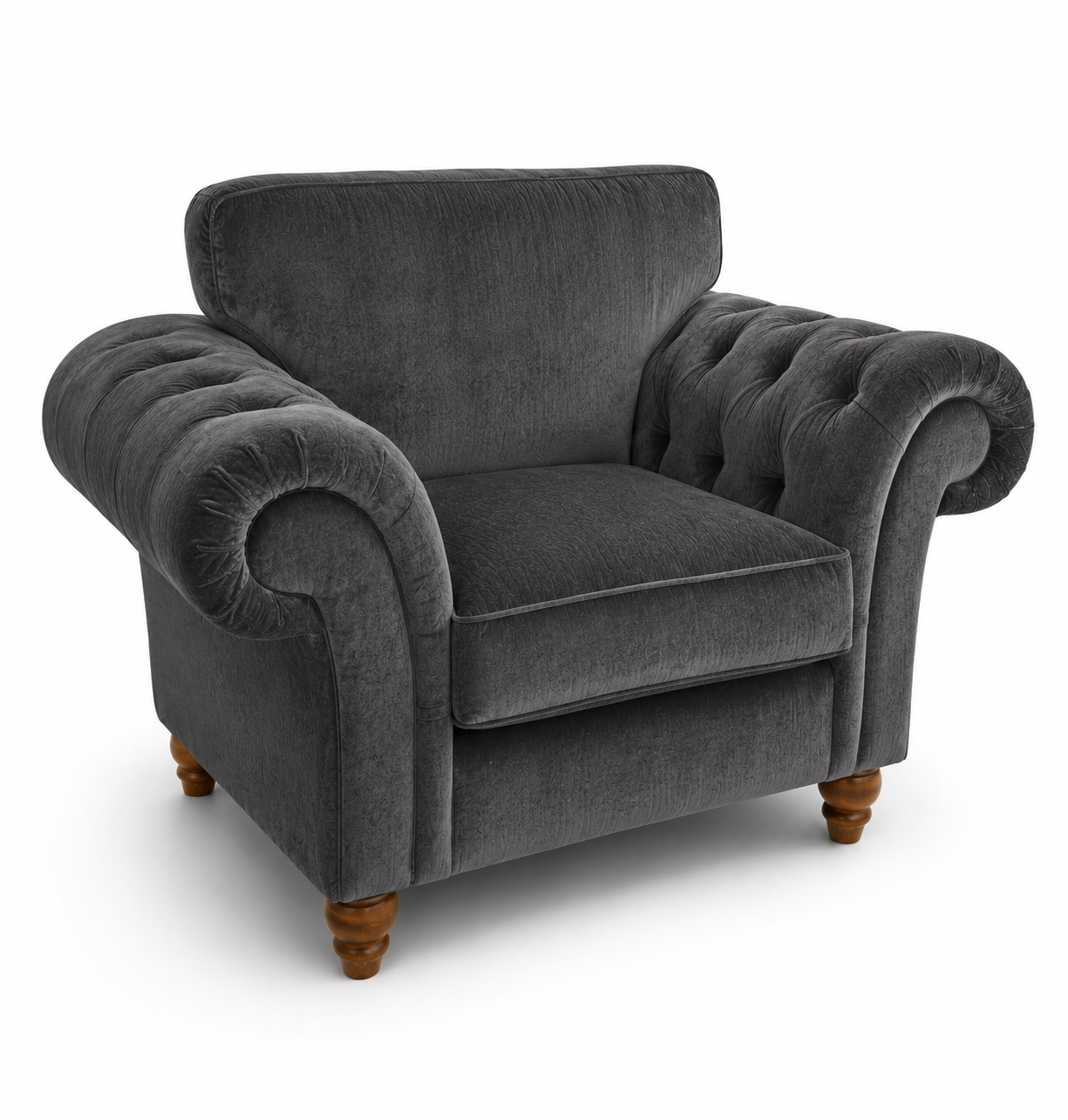 NICOLE 1 Seater Plush Velvet Dark Grey Sofa 1