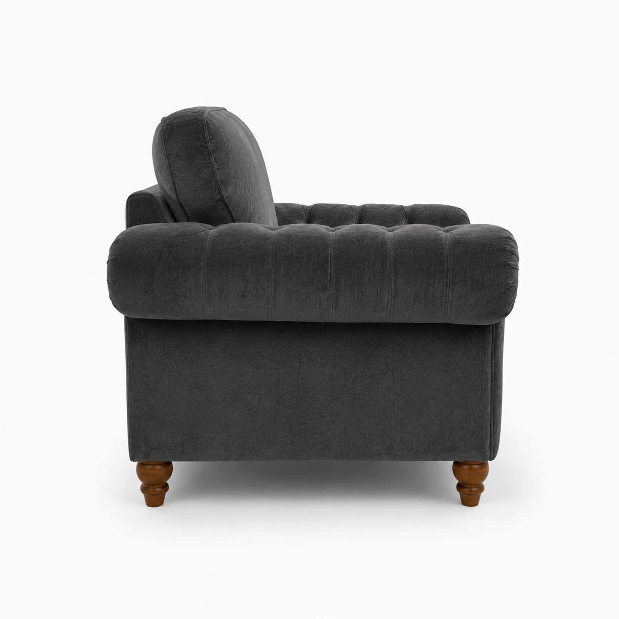 NICOLE 1 Seater Plush Velvet Dark Grey Sofa 2
