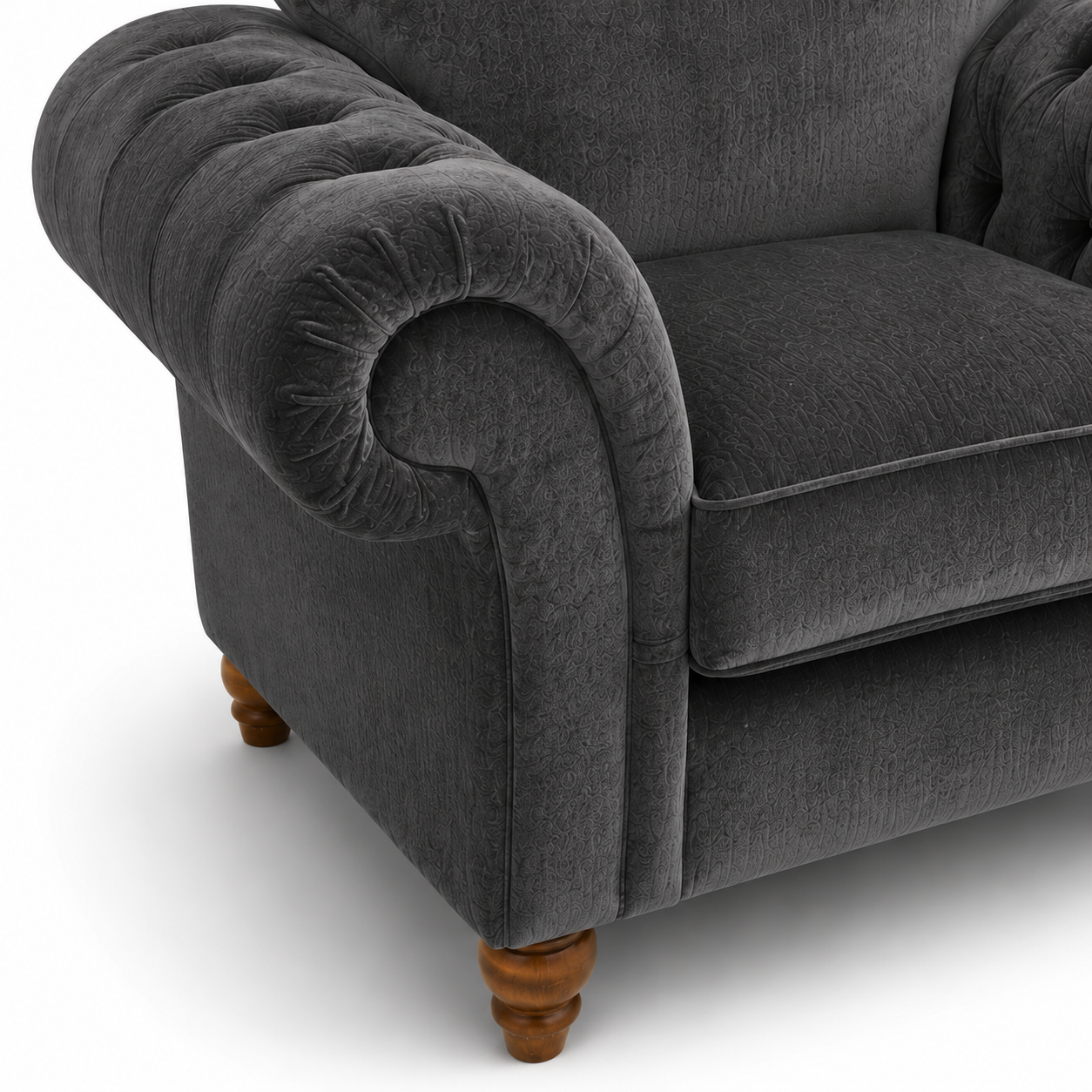 NICOLE 1 Seater Plush Velvet Dark Grey Sofa 3