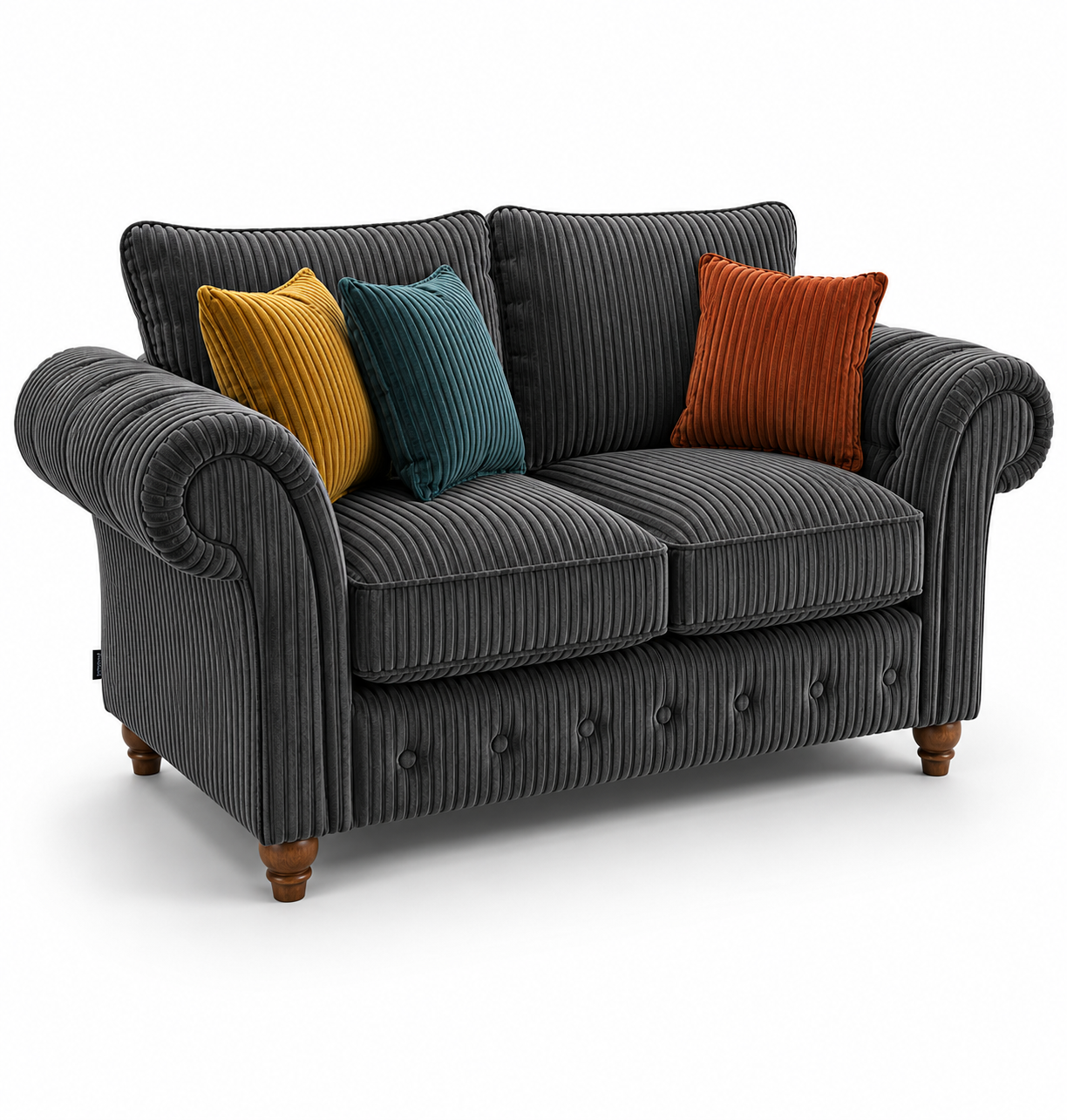 NICOLE 2 Seater Jumbo Cord Dark Grey Sofa