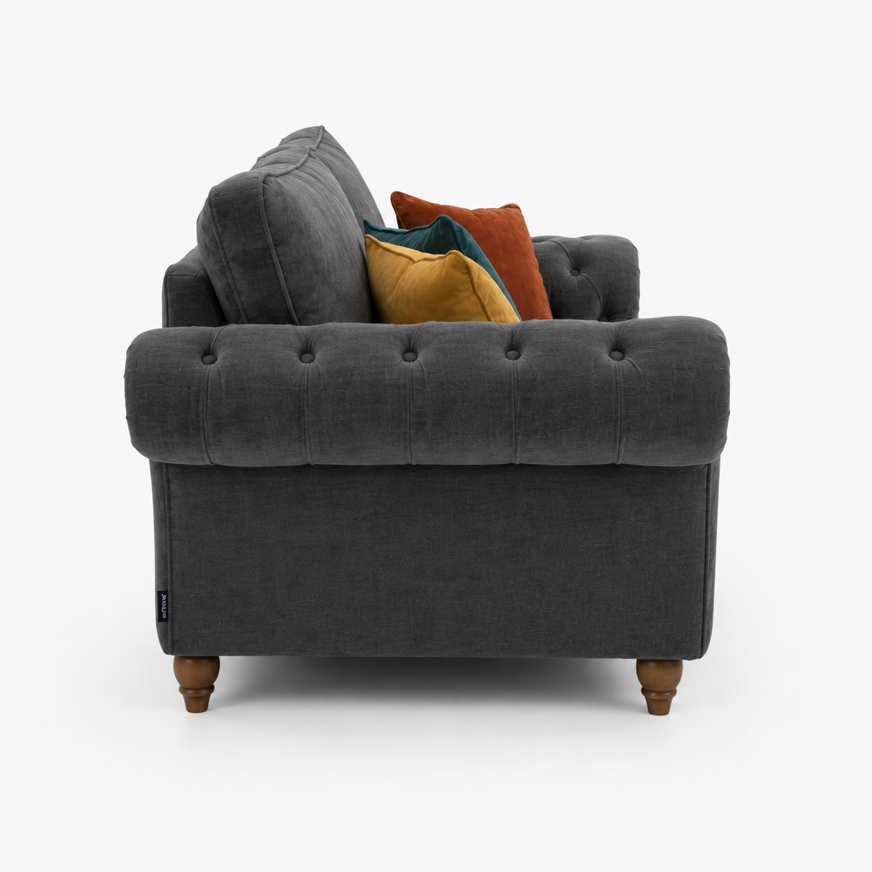 NICOLE 2 Seater Naples & Kensington Dark Grey Sofa 2