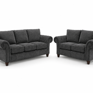 NICOLE 3+2 Seater Chenille Dark Grey Sofa
