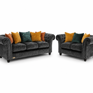 NICOLE 3+2 Seater Crush Velvet Dark Grey Sofa