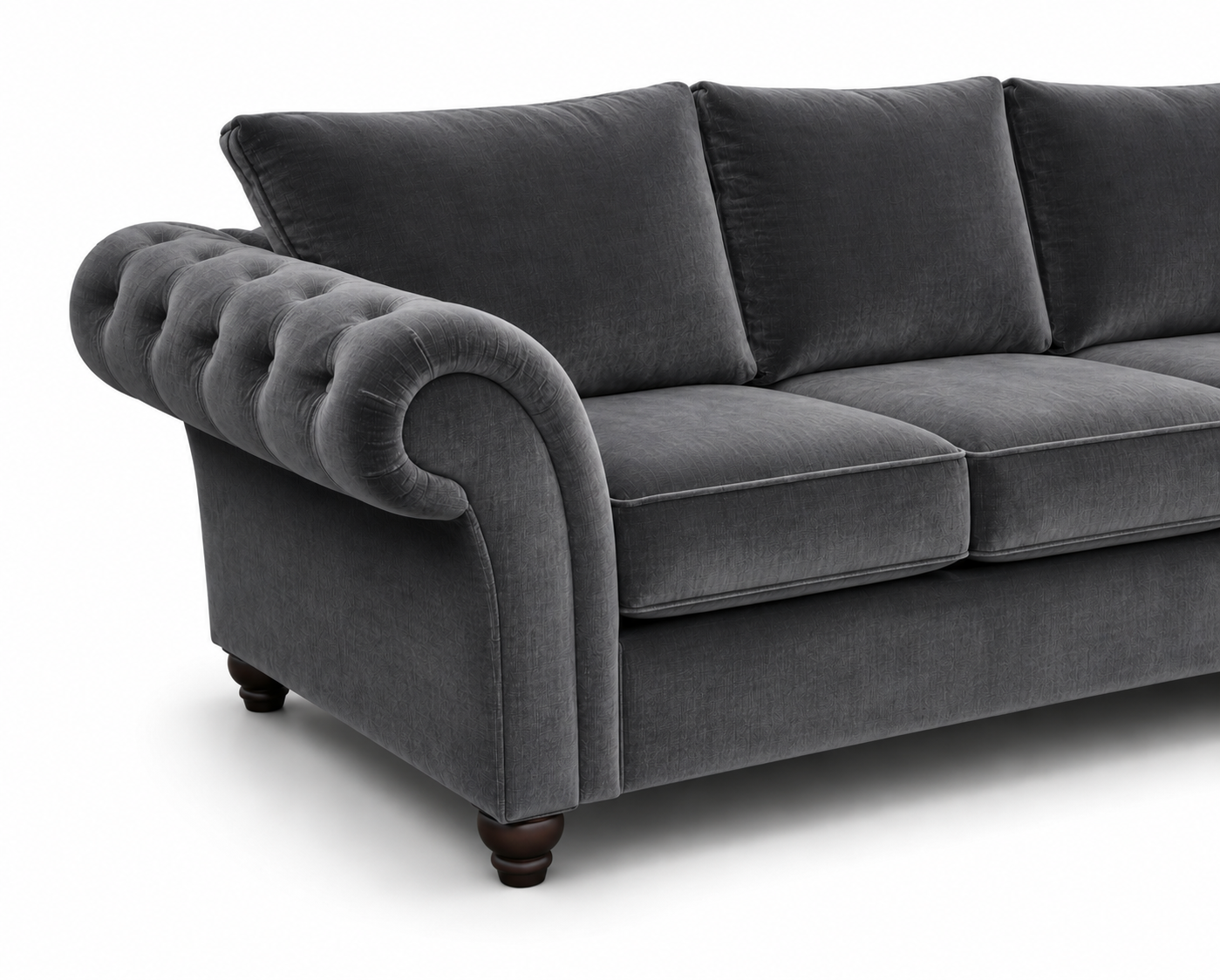 NICOLE 3+2 Seater Plush Velvet Dark Grey Sofa 3