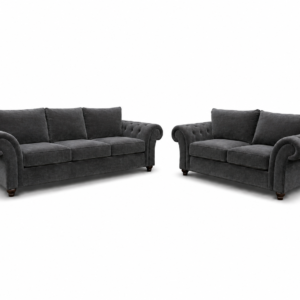 NICOLE 3+2 Seater Plush Velvet Dark Grey Sofa