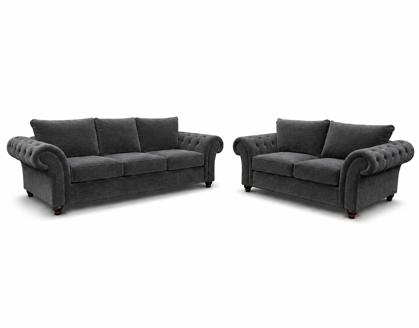 NICOLE 3+2 Seater Plush Velvet Dark Grey Sofa