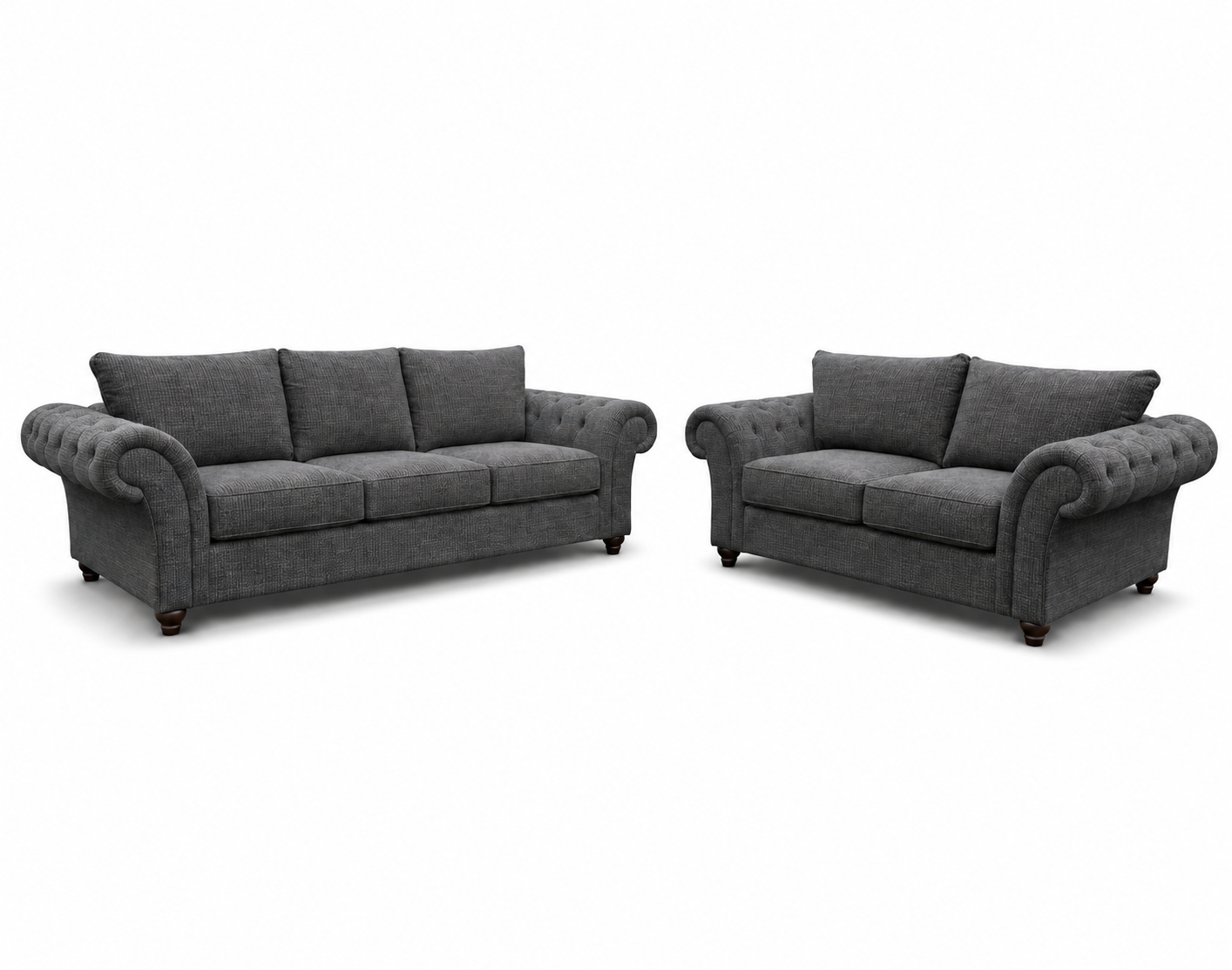 Nicole 3+2 Seater Naples & Kensington Dark Grey Sofa