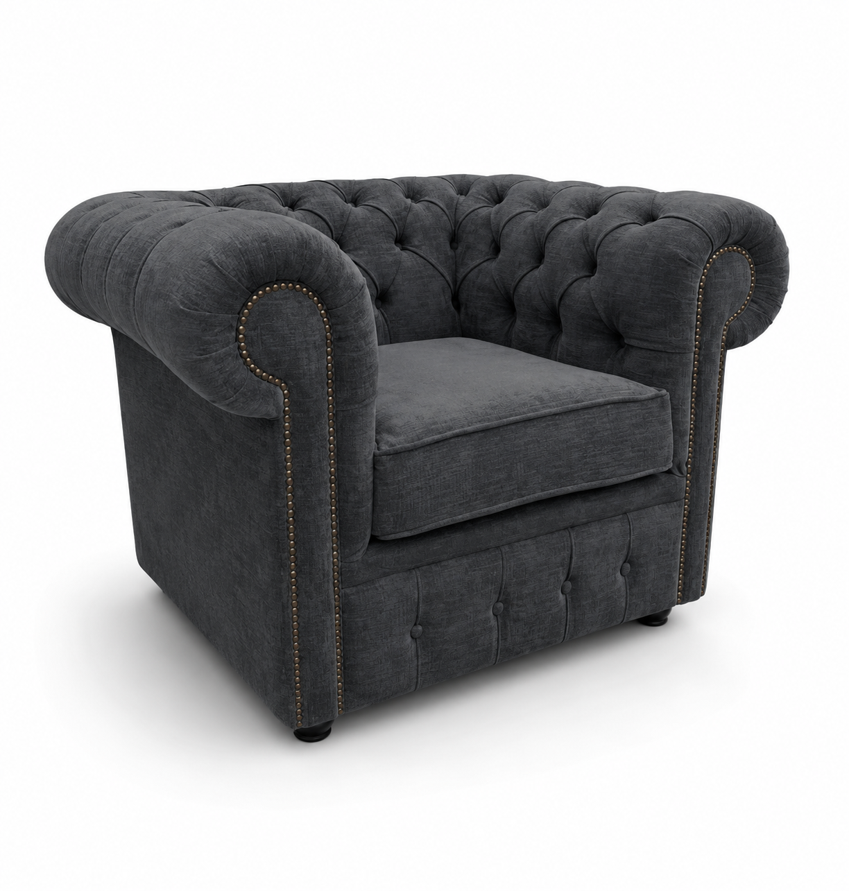 Olympia Chesterfield 1 Seater Naples & Kinsington Dark Grey Sofa 1