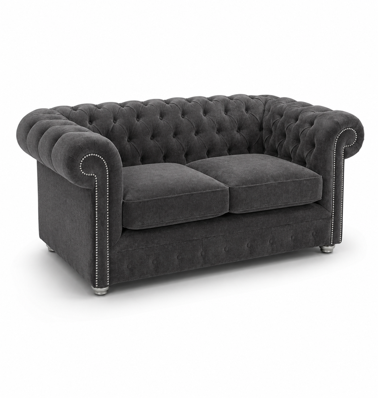 Olympia Chesterfield 2 Seater Chenille Dark Grey Sofa