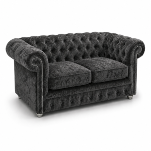 Olympia Chesterfield 2 Seater Crushed Velvet Dark Grey Sofa