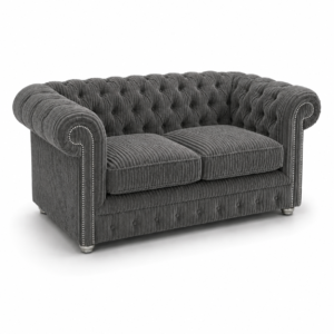 Olympia Chesterfield 2 Seater Jumbo Cord Dark Grey Sofa