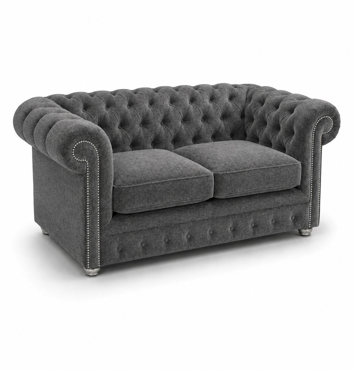 Olympia Chesterfield 2 Seater Naples & Kinsington Dark Grey Sofa
