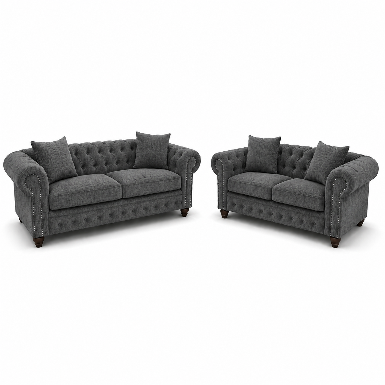 Olympia Chesterfield 3+2 Seater Corner Naples & Kinsington Dark Grey Sofa