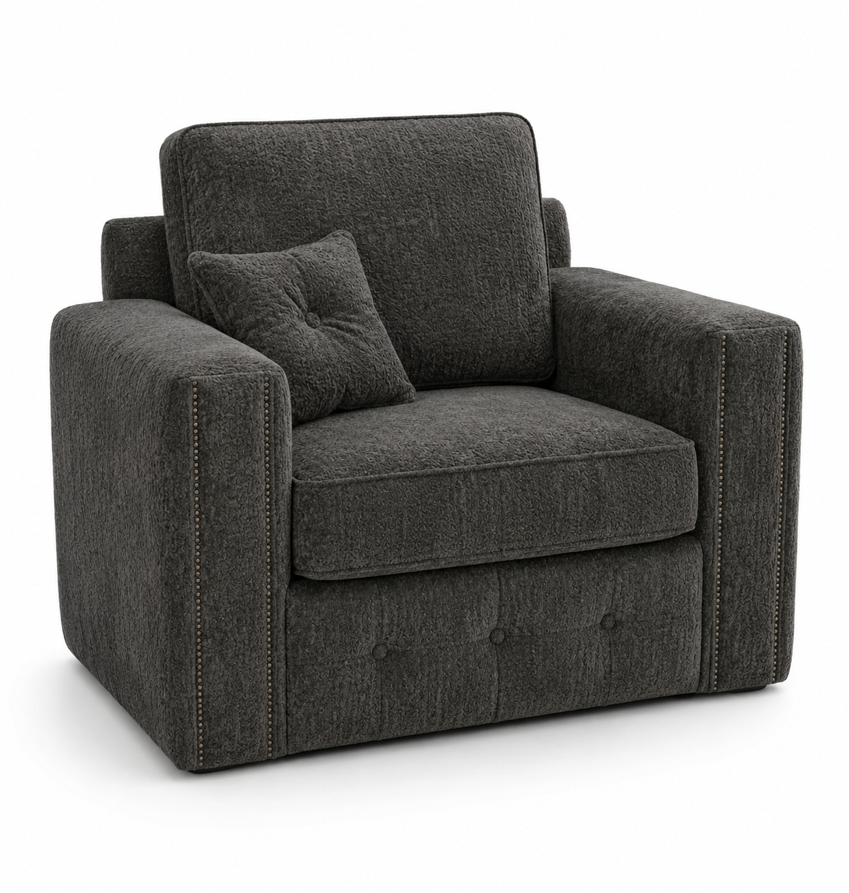 Ruby Alaska 1 Seater Chenille Dark Grey Sofa 1