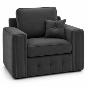 Ruby Alaska 1 Seater Plush Velvet Dark Grey Sofa 1