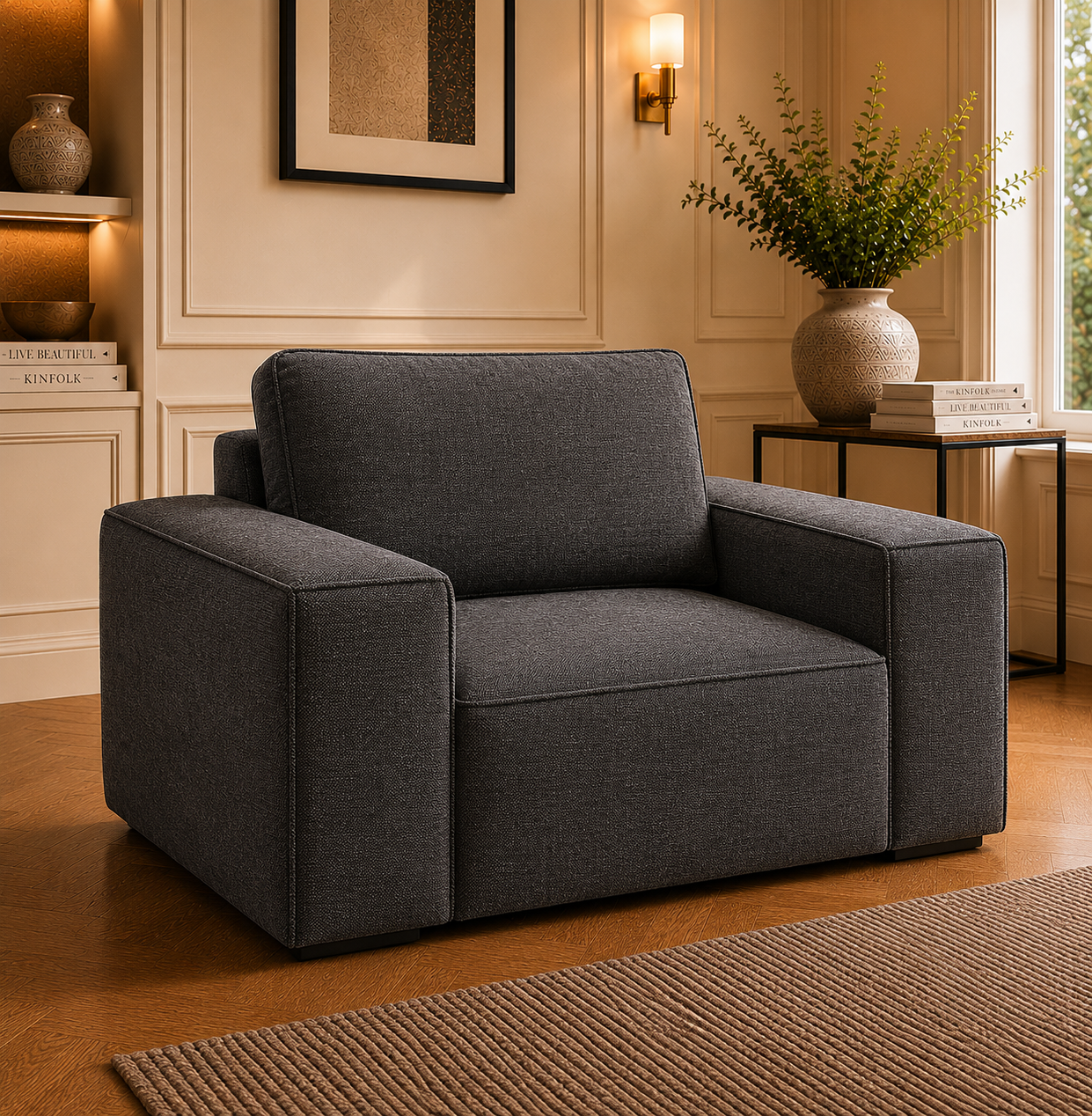 Sloane Sleefy 1 Seater Chenille Dark Grey Sofa 4