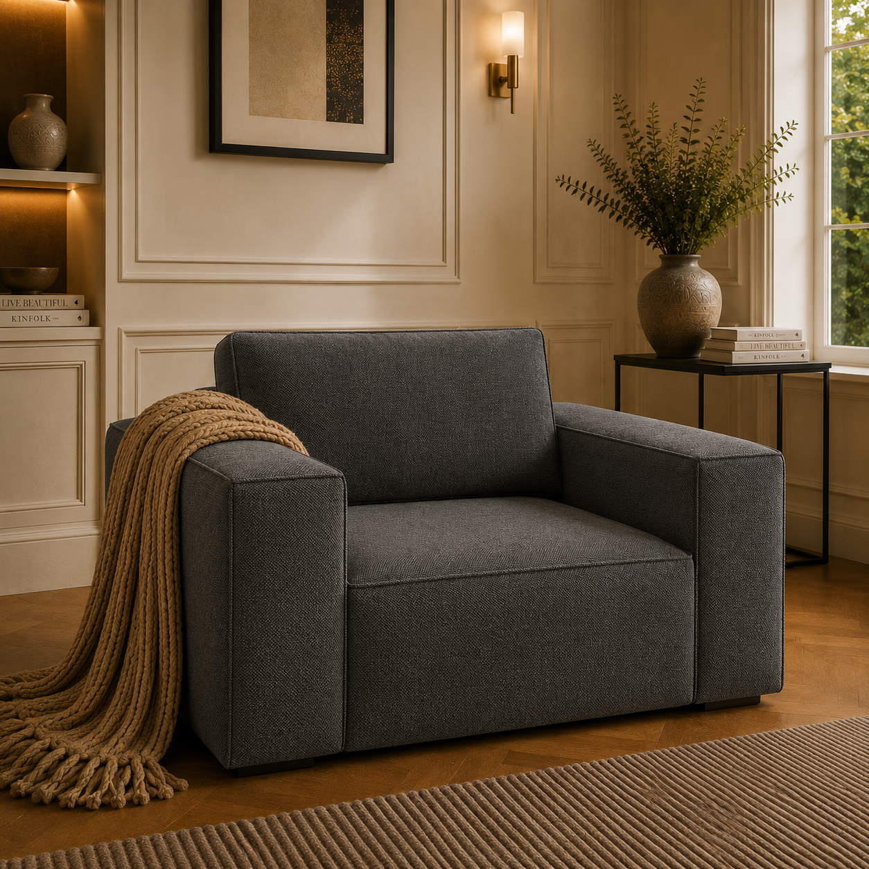 Sloane Sleefy 1 Seater Chenille Dark Grey Sofa | FurniFolks - Image 5