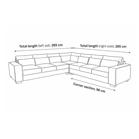 Sloane Sleefy 5 Seater Jumbo Cord Dark Grey Corner Sofa – Large Family Fabric Sofa for UK Living Rooms - Image 2