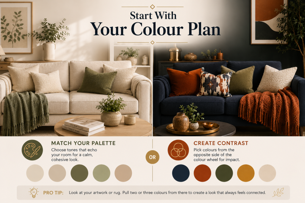 Start With Your Colour Plan  How to Dress a Sofa with Throws and Cushions