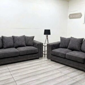 Ruby Alaska 3+2 Seater Jumbo Cord Dark Grey Sofa Set | The Ultimate Family Lounge Suite