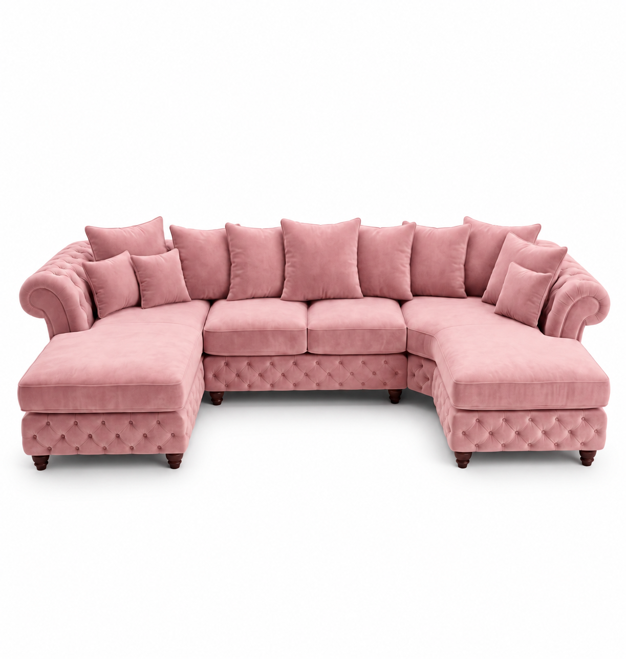 Nicole Large U Shape Plush Velvet Pink Sofa